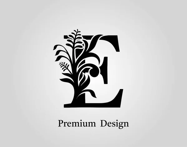 Elegáns Levél Floral Design Vintage Kalligráfiai Ábécé Ikon Könyv Design — Stock Vector