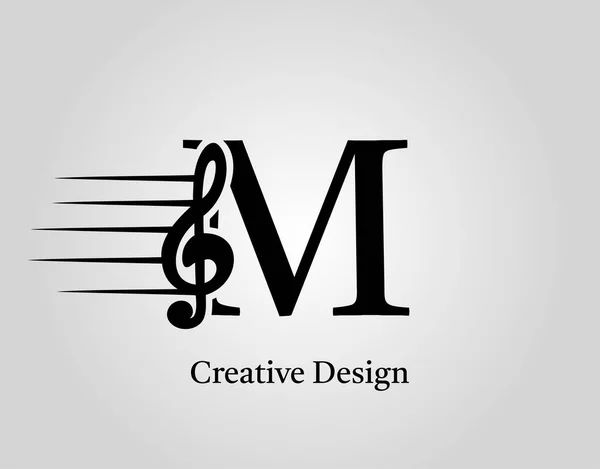 キーノートM文字ロゴベクトル 初期Mデザインに関する音楽ノート — ストックベクタ