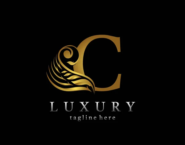 Golden Lettre Initiale Luxe Beauté Fleurit Ornement Monogramme Logo — Image vectorielle