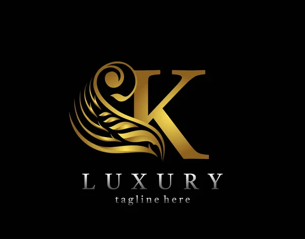 Altın harfli K harfi güzelliği süsleme monogram logosunu serpiyor