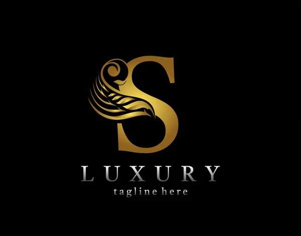 Golden Initial Letter Luxury Beauty Flourishes Ornament Monogram Logo — Stock Vector