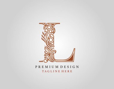 Lüks Başlangıç Harf simgesi, Zarif çiçek süsü monogram tasarım vektörü.