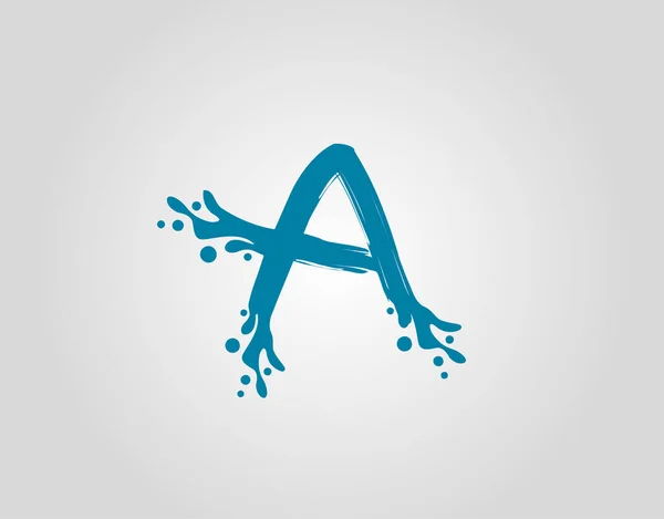Water Splash Inicial Ícone Logotipo Letra Ícone Alfabeto Água Azul — Vetor de Stock