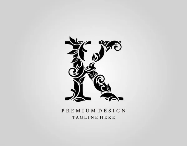 Diseño Clásico Inicial Letra Logo Elegante Floral Adornado Monograma Diseño — Archivo Imágenes Vectoriales