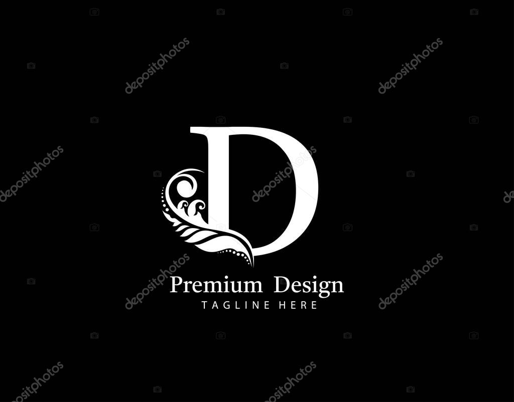 Initial D letter luxury beauty flourishes ornament monogram logo. Vintage Alphabetical Icon for book design, brand name, stamp, restaurant, boutique, notary, hotel.
