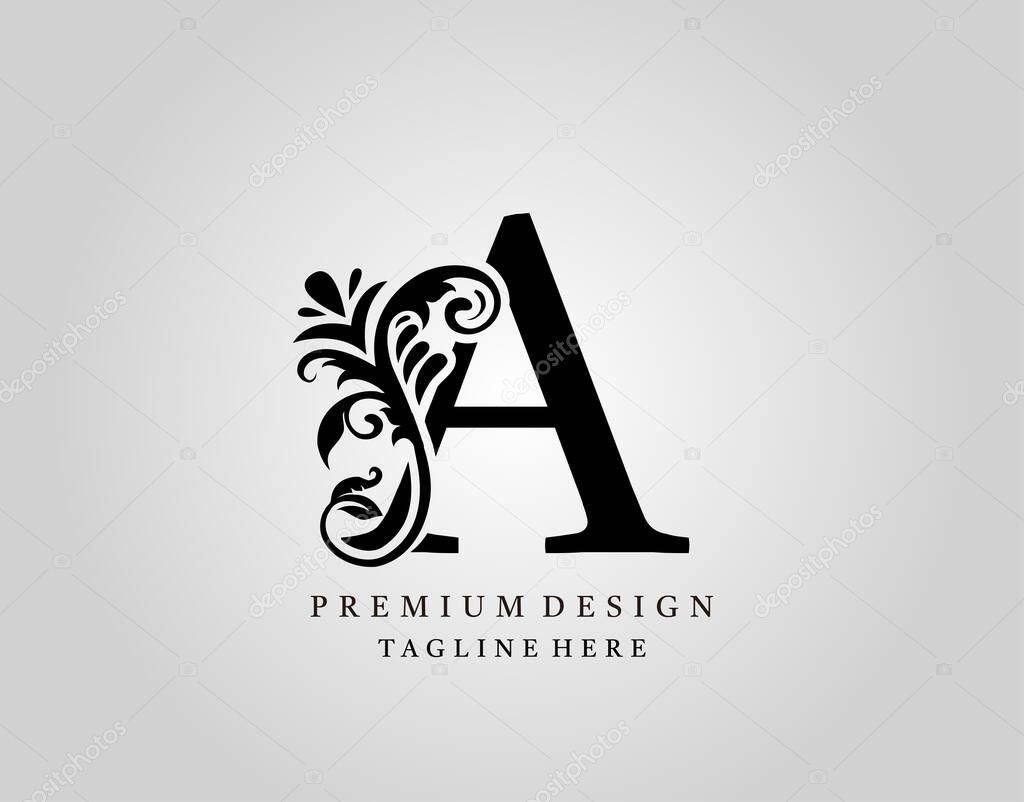 Luxury Monogram Letter A logo design, elegant floral ornate alphabet design vector.