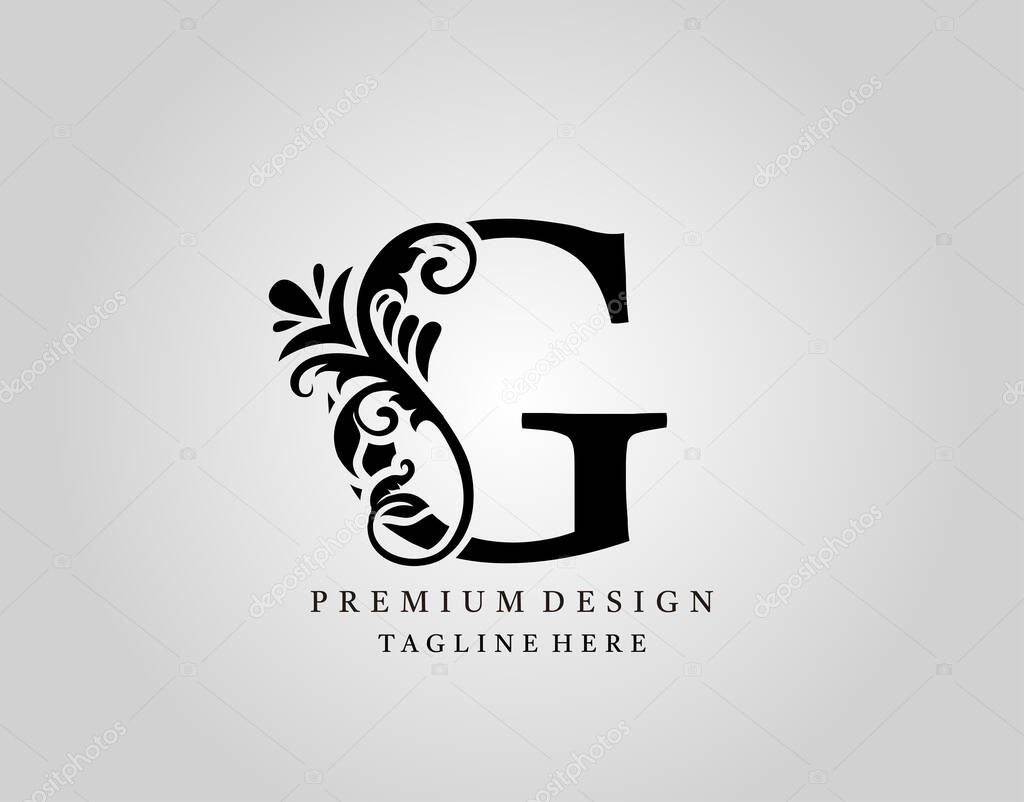 Luxury Monogram Letter G logo design, elegant floral ornate alphabet design vector.