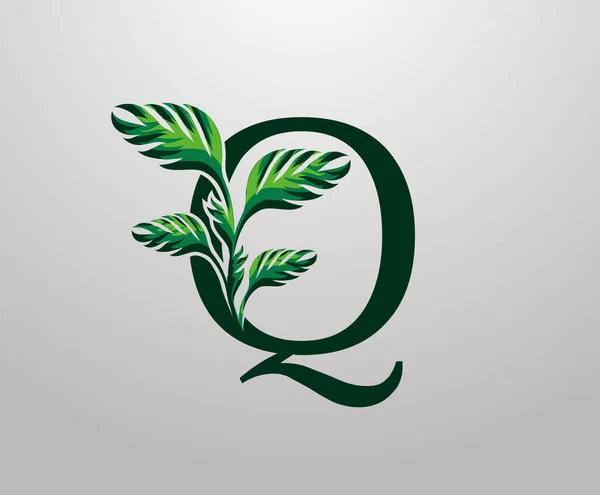 Letter Monstera Green Plant Icon Tropical Leaves Decorative Logo — Stok Vektör