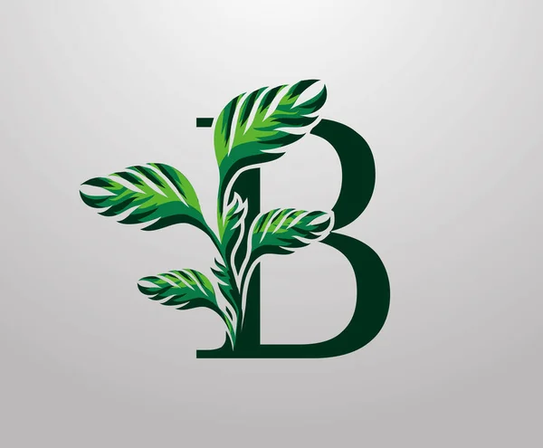 Letter Monstera Green Plant Icon Tropical Leaves Decorative Logo — Image vectorielle