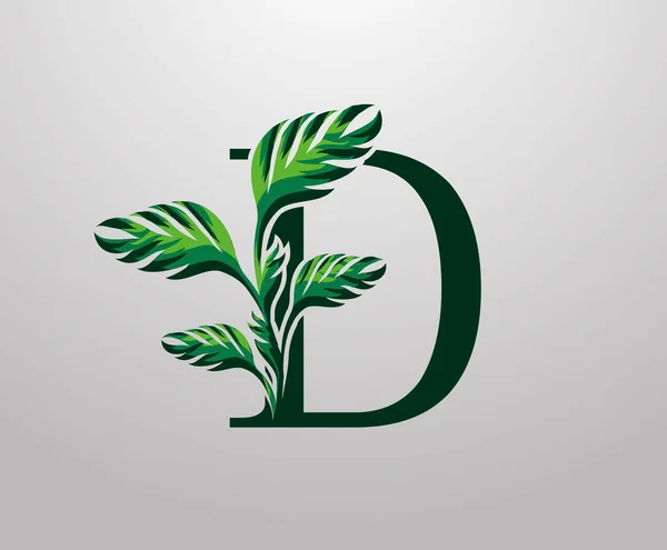 Letter Monstera Green Plant Icon Tropical Leaves Decorative Logo — Archivo Imágenes Vectoriales