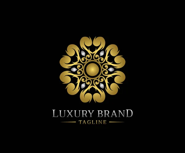 Luxury Circle Gold Mandala Logo Vector — Stok Vektör