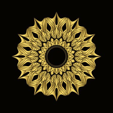 Yuvarlak gradyan mandala tasarım elementi. Yeşil, pembe ve altın rengi Vector Boho Mandala. Çiçek desenli mandala. 