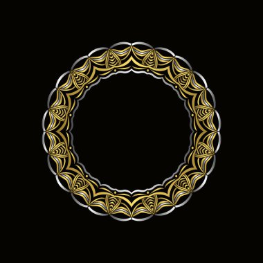 Lüks Altın Mandala Frame Tasarımı. Klas mandala çiçek tasarım vektörü.
