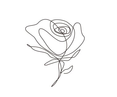 Sürekli gül çiçeği çizimi. Minimalist çizgi sanat vektörü tasarımı.