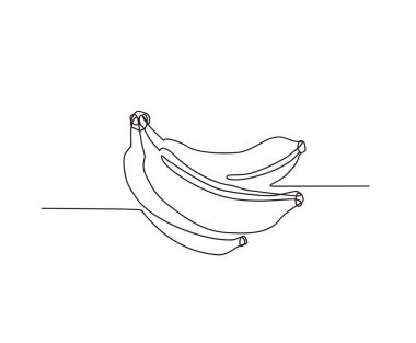 Sürekli bir sıra muz çizimi. Tek çizgi muz vektör tasarımı. El çizimi minimalizm tarzı.