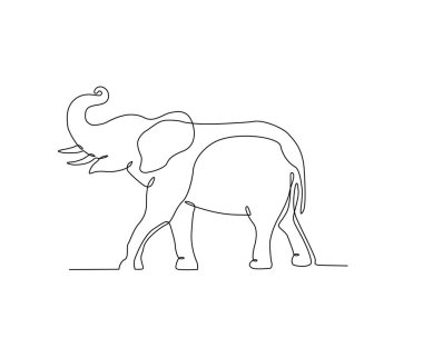 Devamlı çizim tarzında bir fil. Minimalist siyah fil çizgisi. düzenlenebilir aktif vuruş vektörü. 