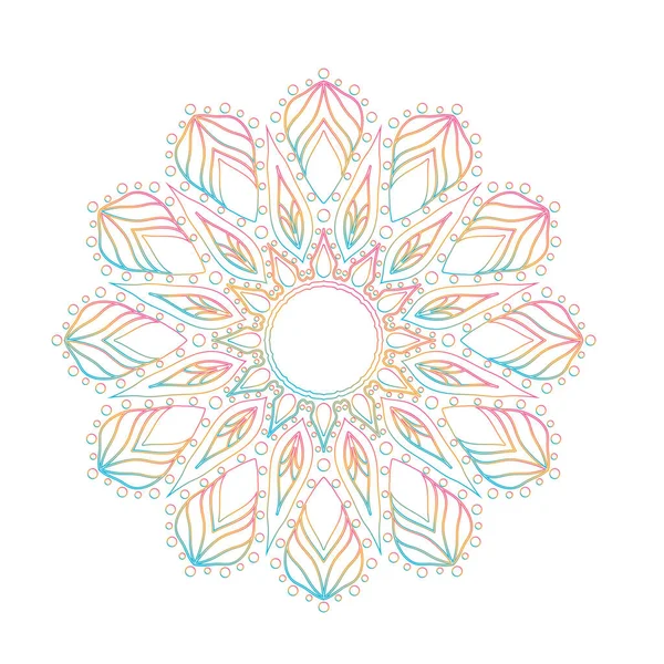 Elemento Decorativo Diseño Mandala Arte Línea Vectorial Mandala Vibrantes Colores — Archivo Imágenes Vectoriales