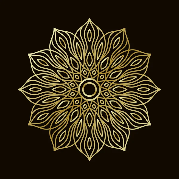 金色曼达拉矢量设计元素 装饰装饰品 金花图案 花柱的花线主题 复杂繁茂的编织纹章 — 图库矢量图片