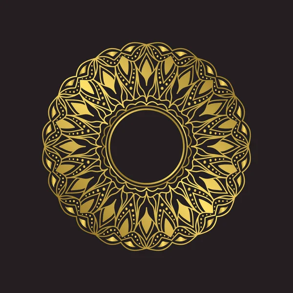 豪华圆黄金曼陀罗框架设计元素 金黄色的矢量波荷曼陀罗 有花纹的圆圆的曼陀罗徽章 — 图库矢量图片