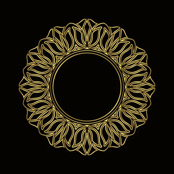 优雅的圆黄金曼达拉框架设计元素 装饰装饰品 金色的曼陀罗花纹 优雅的花线 — 图库矢量图片
