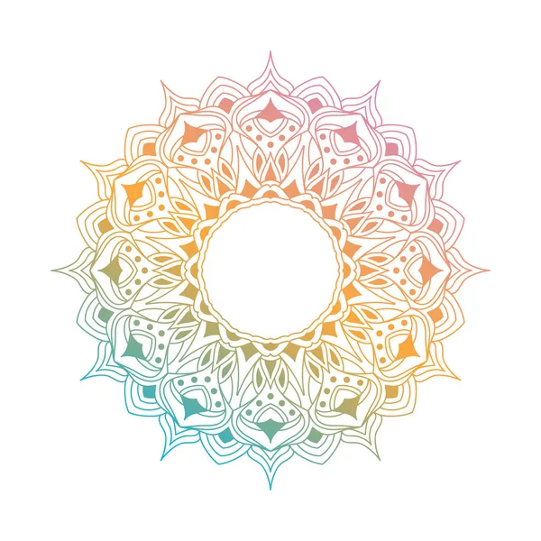 圆环曼达拉线艺术设计元素 矢量用充满活力的蓝色 橙色和粉色框框曼陀罗 有花纹的圆形曼陀罗 — 图库矢量图片
