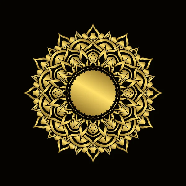 サークルゴールドマンダラフレームデザイン要素 装飾品だ 黄金の曼荼羅の花のパターン 優雅な花のライン — ストックベクタ