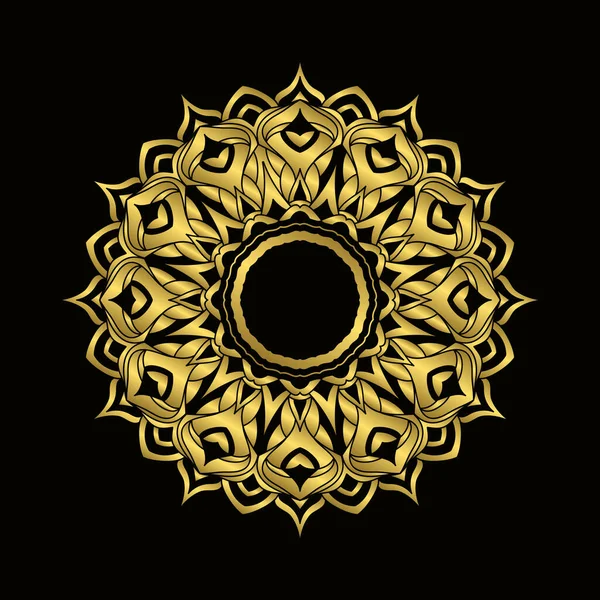 Elemento Diseño Marco Mandala Dorado Decoración Ornamental Patrón Flores Mandala — Archivo Imágenes Vectoriales