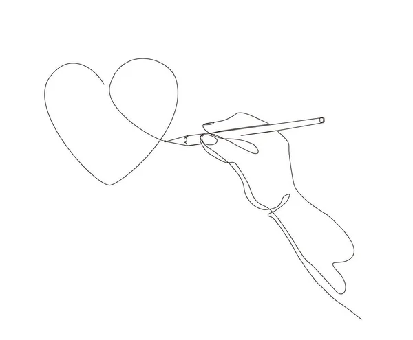 Linea Continua Disegno Mano Disegno Amore Cuore Forma Singola Linea — Vettoriale Stock