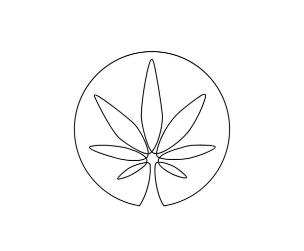 Linha Contínua Desenho Maconha Cannabis Desenhado Mão Minimalista Ilustração Arte —  Vetores de Stock