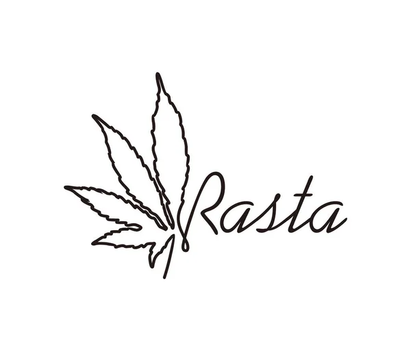 Kontinuerlig Ritning Marijuana Rasta Linje Konst Design — Stock vektor