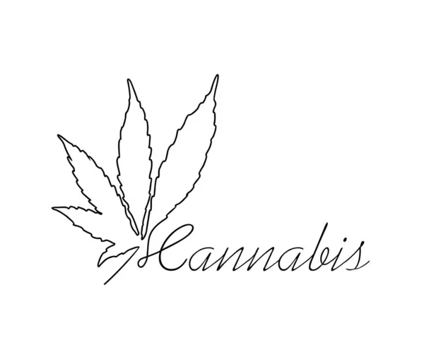 Diseño Arte Línea Cannabis Dibujo Continuo Línea Marihuana — Vector de stock