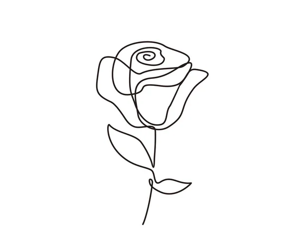 Minimalist Rose Flower Design Continuous Line Drawing Rose Flower — Stock Vector