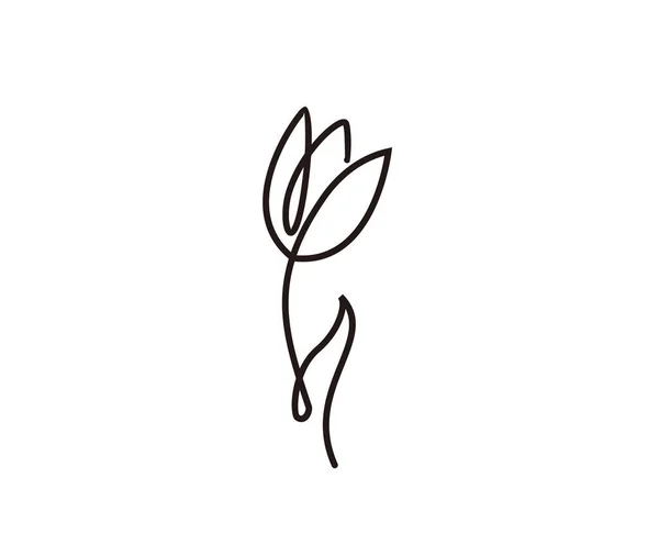 Tulipano Linea Continua Disegno Art Design Minimalista Linea Icona Tulipano — Vettoriale Stock