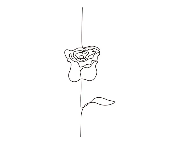Dessin Ligne Continue Fleur Rose Conception Minimaliste Lignes Art — Image vectorielle