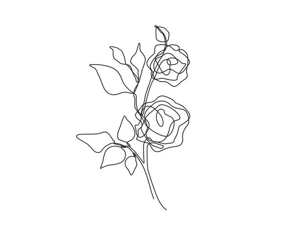 Dessin Ligne Continue Fleur Rose Abstrait Rose Ligne Art Design — Image vectorielle