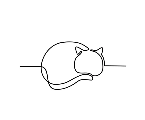 Kočka Kontinuálním Stylu Kresby Minimalistický Černý Obrys Izolovaný Bílém Pozadí — Stockový vektor