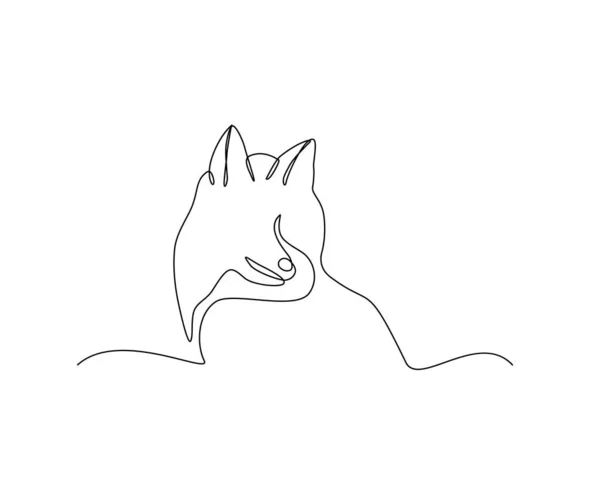 Chien Ligne Art Continu Style Dessin Contour Husky Noir Minimaliste — Image vectorielle