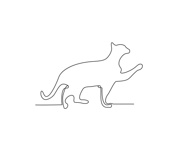 Gato Linha Contínua Arte Desenho Estilo Esboço Preto Minimalista Com — Vetor de Stock