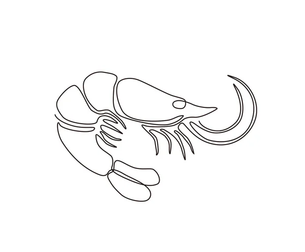 Krevety Kontinuální Čáry Umění Styl Kreslení Minimalistický Obrys Mořských Plodů — Stockový vektor