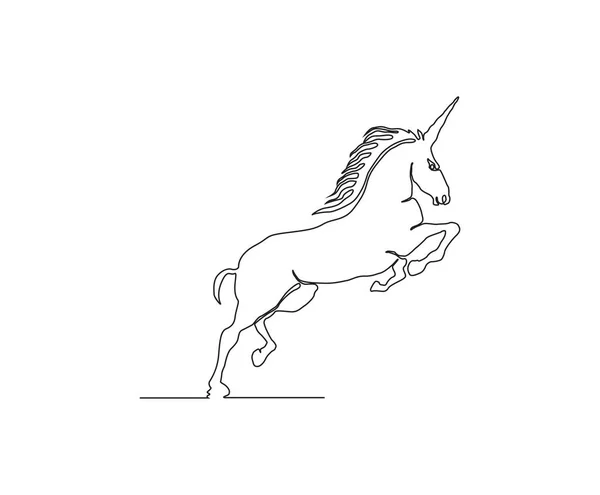 Garis Seni Terus Menerus Menggambar Unicorn Minimalis Hitam Unicorn Desain - Stok Vektor