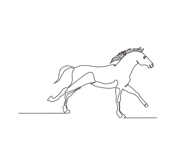 Dessin Art Linéaire Continu Cheval Conception Minimaliste Contour Cheval Noir — Image vectorielle