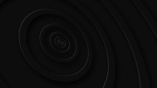 Trendy Black Neomorphism Motion Background Animation Radiating Concentric Circles Minimalist — Stock Video