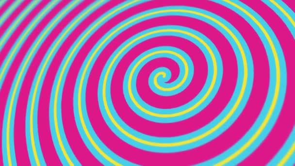 Hypnotic Blue Pink Yellow Circus Spiral Animation Looping Full Motion — Stock Video