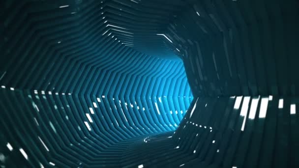 Futuristische Tech Motion Achtergrond Animatie Eindeloos Looping Roterende Glanzende Blauwe — Stockvideo