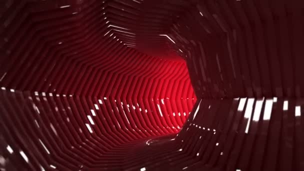 Футуристична Технічна Анімація Тла Руху Нескінченно Обертається Циркулює Блискучий Червоний — стокове відео