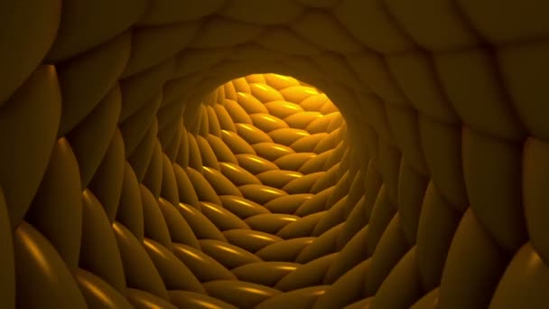 Нескінченно Циклічна Спірально Жовта Анімація Тла Руху Тунелю — стокове відео