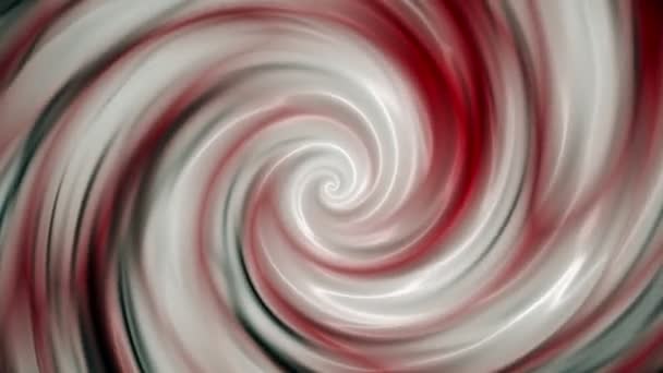 Looping Astratto Movimento Spirale Sfondo Bianco Rosso Nero Texture Vernice — Video Stock