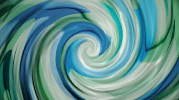 Looping Astratto Movimento Spirale Sfondo Blu Verde Bianco Texture Vernice — Video Stock