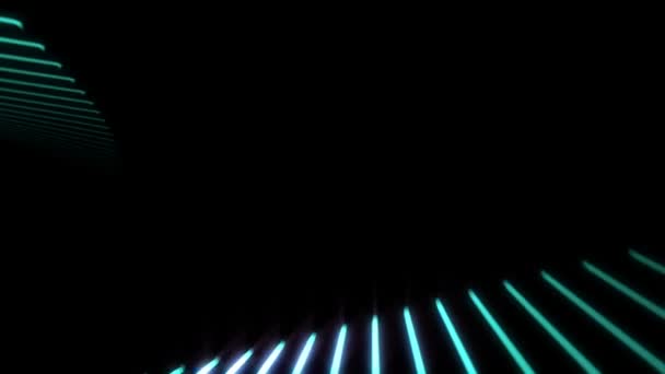 Gloeiende Blauwe Neon Licht Stralen Beweging Achtergrond Looping Full — Stockvideo