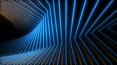 Parlak mavi ve altın kıvrımlı neon ışıklar arka planda hareket ediyor. Döngü ve tam HD.